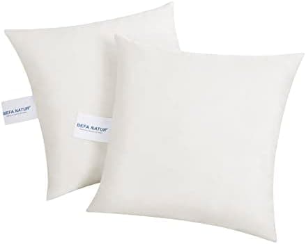 BEFA NATUR Sofakissen 40x40 cm (2 Stück) | 100% Federn, 350g Füllgewicht für Allergiker | Tierwohl, Oeko-TEX Klasse 1 |
