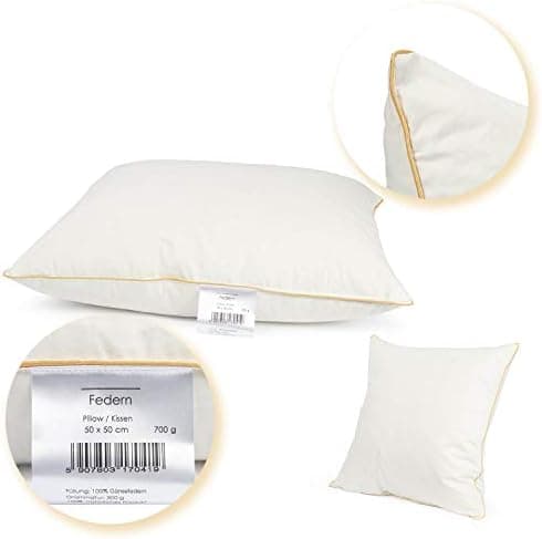 Federkissen 50x50 cm | 700g Federn 100% OekoTex Zertifikat | Baumwollbezug