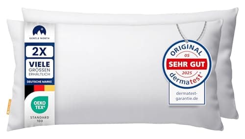 Gentle North Kopfkissen (40x40 cm groß) - Weiß für Bett und Deko - WASCHBAR bis 60° - ÖKOTEX - 2er Set mit Reißverschlus