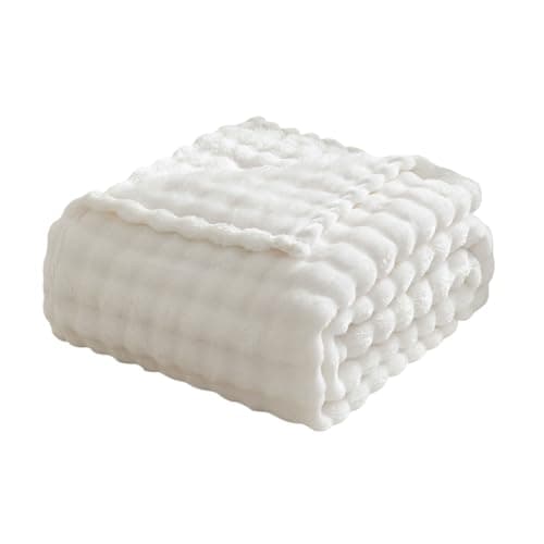 Kuscheldecke Milchsamt Blasen Decke Super Soft Warme Couchdecke 100 x 160cm White
