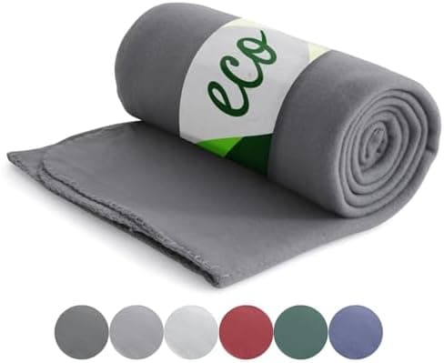 Wometo Eco Fleecedecke 100% recyceltes Material - Dunkelgrau ca. 400 g OEKO-TEX geprüft Anti-Pilling & Kettelrand

Womet