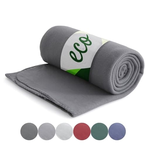 Wometo Eco Fleecedecke 100% recyceltes Material - Dunkelgrau ca. 400 g OEKO-TEX geprüft Anti-Pilling & Kettelrand

Womet
