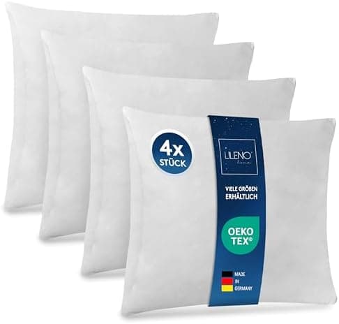 LILENO HOME 4er Set 45x45 cm waschbares Innenkissen - perfekt für Allergiker - Polyester Inhalt, Couchkissen und Kopfkis