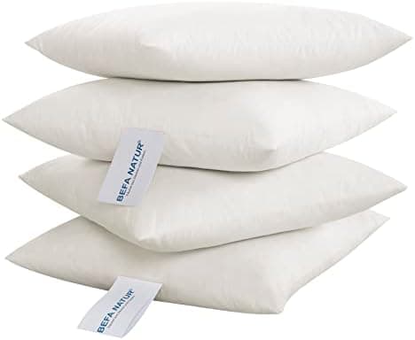 BEFA NATUR Sofakissen 40x40 cm (2 Stück) | 100% Federn, 350g Füllgewicht für Allergiker | Tierwohl, Oeko-TEX Klasse 1 |