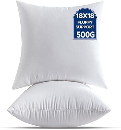 2er Set Kissenfüllung: Quadratisch Dekokissen für Wohnzimmer und Couch - Weiß - Kleine Kopfkissen Innenkissen 40 x 40 cm