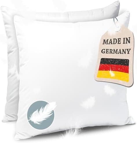 Knerst Federkissen - 100% Federfüllung für erholsamen Schlaf - Ökotex-Zertifiziert 50x50 2er Set