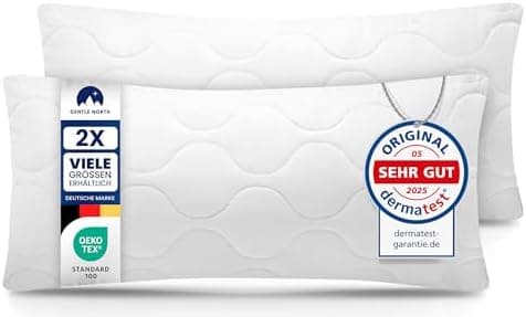 Gentle North Kopfkissen (40x40 cm) - 2er Set - Weiß für Bett und Deko - Ökotex - Waschbar - Reißverschluss für Füllung