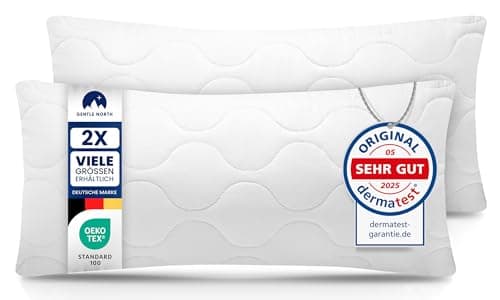Gentle North Kopfkissen (40x40 cm) - 2er Set - Weiß für Bett und Deko - Ökotex - Waschbar - Reißverschluss für Füllung