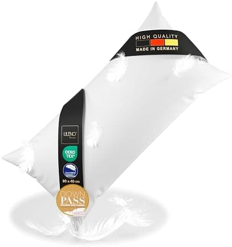 Lilenno Home 3-Kammer Daunenkissen 40x80 - Allergiker geeignet - langlebiges Kopfkissen mit Daunen- und Federn-Füllung