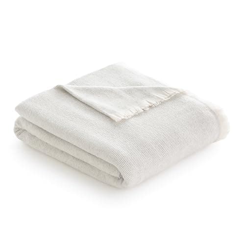 Todocama extra weiche Baumwolldecke Sandbeige, dekorativ für Sofa und Bett,softes Wohnzimmer und Schlafzimmer Accessoire