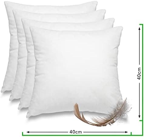 Wometo 4er Set Federkissen: 100% Federn, Oeko-TEX, Baumwolls Bezüge, weiß, kleine Kopfkissen, 40x40 cm, 300g Füllmasse,