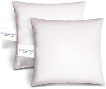 BEFA NATUR Sofakissen 40x40 cm (2 Stück) | 100% Federn, 350g Füllgewicht für Allergiker | Tierwohl, Oeko-TEX Klasse 1 |