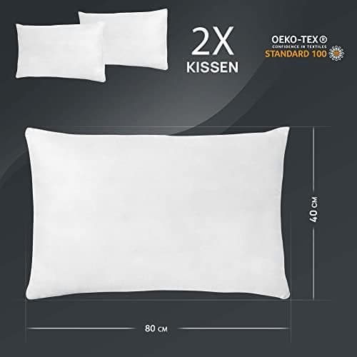 LILENO HOME Federkissen 40x40 cm - perfekt für Allergiker und Kinder - Federkernkissen mit 300 g Federkern-Profil für tr