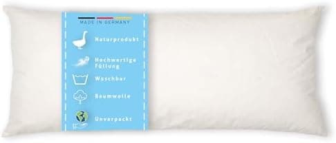 Federkissen 40x40cm, 340g Füllung, Baumwollbezug, Creme Farbe, Made in Germany