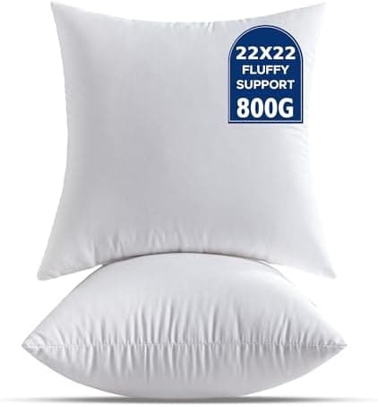 2er Set Kissenfüllung: Quadratisch Dekokissen für Wohnzimmer und Couch - Weiß - Kleine Kopfkissen Innenkissen 40 x 40 cm