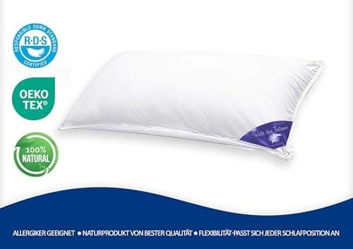 Welt der Träume 2 Stück Daunen-Federnkissen | 40x80 cm | 100% Baumwolle | kein Lebendrupf | weiß