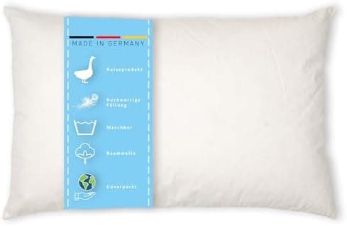 Federkissen 40x40cm, 340g Füllung, Baumwollbezug, Creme Farbe, Made in Germany