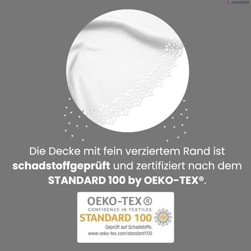 Christbaumdecke Wometo Ø 120 cmGrün – Satinbänder & Knöpfe – Romantisches Landhaus-Muster – Fleece, OEKO-TEX