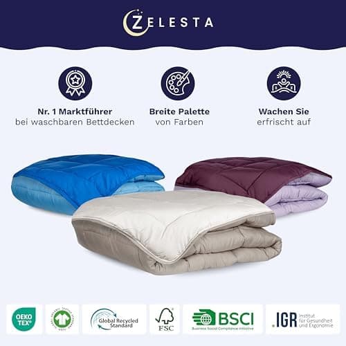 Zelesta Easybed 135x200 Bettendecke 4 Jahreszeiten - Perfect für Alle Altersgruppen im Haus - Waschbare Steppdecke ohne