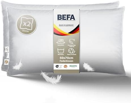 BEFA NATUR Federkissen 80x80 cm (2 Stück) | 100% Federn | Tierwohl zertifiziert | Allergiker geeignet | OEKO-TEX Klasse