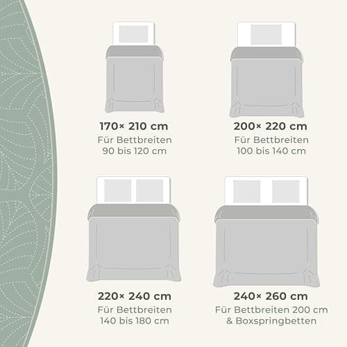 Gräfenstayn Premium Tagesdecke Anthrazit - weich, knitterfrei & pflegeleicht - Nahtlose Steppung & Blatt-Design - Bett &