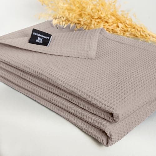 LAYNENBURG Premium Sommerdecke 150 x 200 cm - Waffelpique 100% Baumwolle - Creme OEKO-TEX STANDARD 100