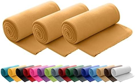 Wometo 3er Set Polar Fleecedecke OEKO-TEX STANDARD 100 Anti-Pilling Kettelrand beige Sand