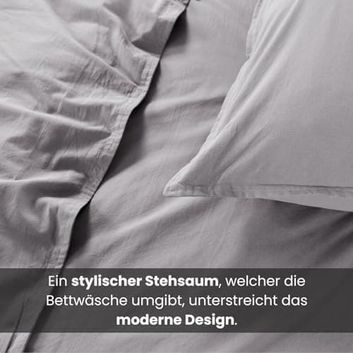 Wometo Bettwäsche Renforce Stone-Washed - Curry Gelb 100% Baumwolle OEKO-TEX Weich Modern Used-Look Leinen-Optik OEKO-TE