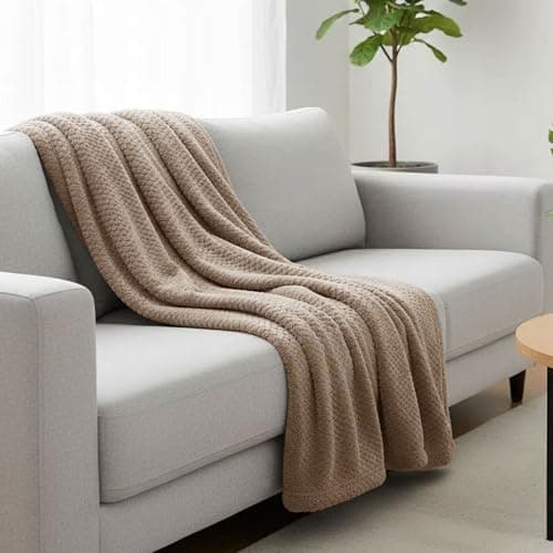 Kuscheldecke Flauschig für Sofa, Couch und Bett, 130 x 160 cm, 3D-Touch-Erlebnis, Khaki