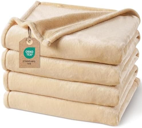 Oeko-Tex Weich Warm Kuscheldecke PHF Flauschig Fleecedecke 130x150cm - Beige, Couch, Sofa & Bett Überwurf