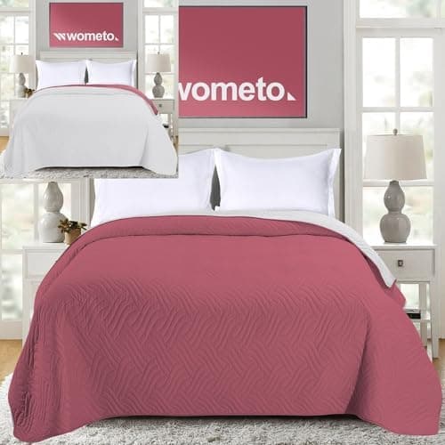 Wometo OekoTex Tagesdecke 220x240 cm gesteppt Wattiert Wende-Design XXL Bettüberwurf