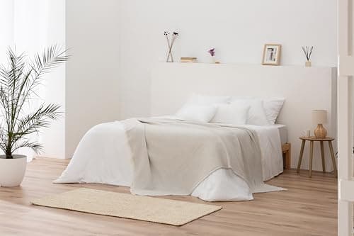 Todocama Mehrzweck-Tagesdecke - Beige Sand, 180 x 260 cm, Bett und Sofa Überwurf, Jarapas, Waffelstruktur, Multi-Use