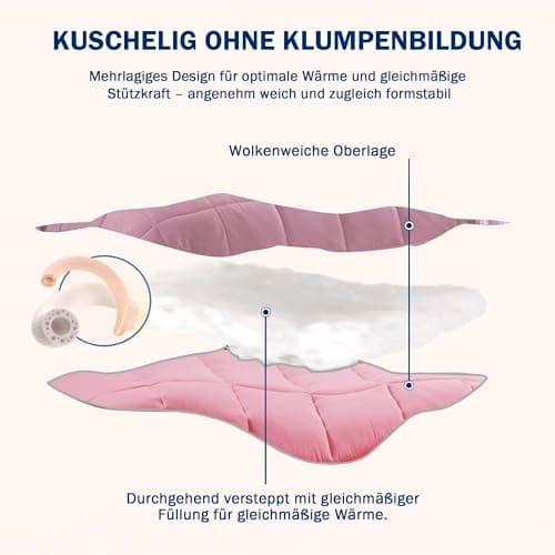 Oeko-TEX zertifizierte Nebelrosa Bettdecke HIG 155x220 cm - Weich & Flauschig - 1500g Daunenalternative (250GSM)