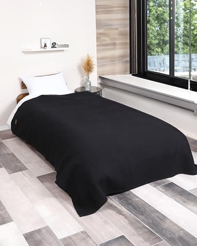 Premium Waffelpique Tagesdecke Grau 160x220cm - Leichte Sommerdecke für Bett und Sofa - 100% Baumwolle