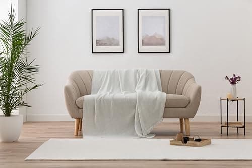 Todocama extra weiche Baumwolldecke Sandbeige, dekorativ für Sofa und Bett,softes Wohnzimmer und Schlafzimmer Accessoire