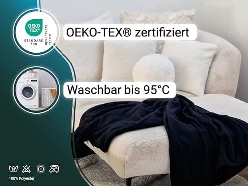 ZOLLNER Kuscheldecke in 130x170 cm - kuschelige und langlebige Fleecedecke - antistatisch und Oeko Tex® Zertifiziert