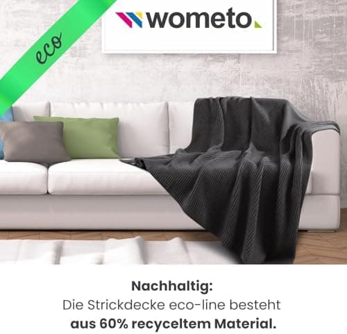 Wometo Kuscheldecke Strick warme weiche Strickmuster grau 140x190 OEKO-TEX