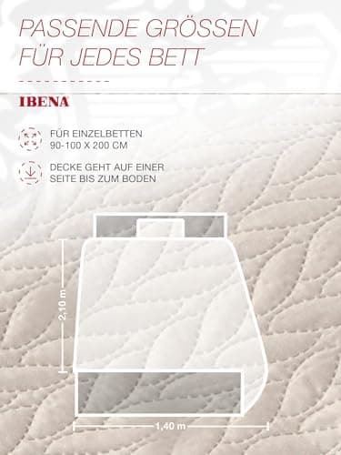 Ibena Nancy Tagesdecke 220x250 cm - Leichte Rosa Decke mit Zopfmuster für Luxuschlaf