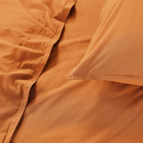 Wometo Bettwäsche Renforce Stone-Washed - Curry Gelb 100% Baumwolle OEKO-TEX Weich Modern Used-Look Leinen-Optik OEKO-TE