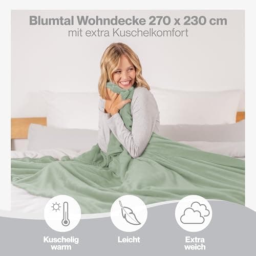 Blumtal wohndecke Anthrazit - flauschig - Oeko-TEX zertifiziert - 130x150 cm - Couch & Wohnzimmernutzung - Fliesdecke -
