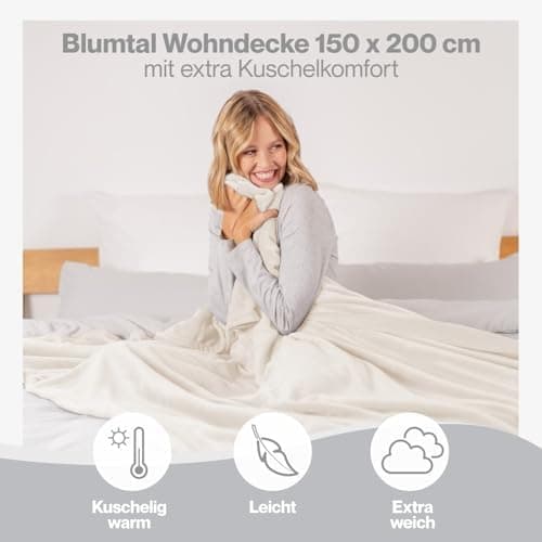 Blumtal wohndecke Anthrazit - flauschig - Oeko-TEX zertifiziert - 130x150 cm - Couch & Wohnzimmernutzung - Fliesdecke -