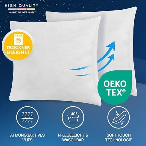 LILENO HOME 40x40 cm waschbares Kissenfüllmaterial - ideal für Allergiker und Couchkissen, Sofa Kissen, Cocktailkissen u