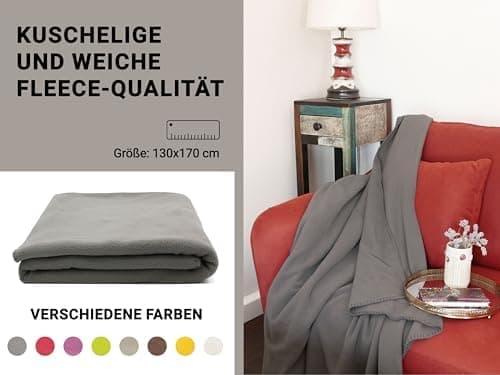 ZOLLNER Kuscheldecke in Taupe - weiche Couchdecke 130x170 cm - waschbar bis 95°C - Hotelqualität - Oeko Tex® Zertifizier