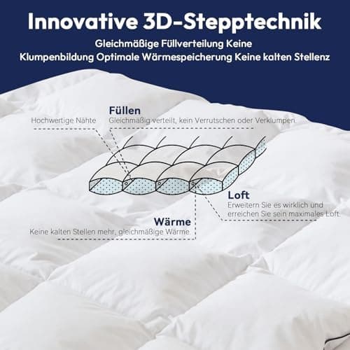 Premium Daunendecke 135x200cm, Ganzjahresdecke für die gesamte Familie, perfekt zur Winterschluss/libsaison, 100% Geräus