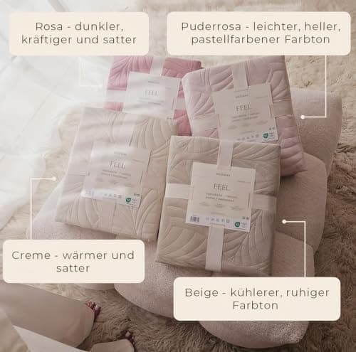 ROOM99 Elegante Tagesdecke Puderrosa, ideal für Bett und Sofa - Vielseitige Steppdecke 170 x 210 cm, OEKO-TEX STANDARDS