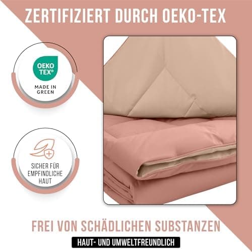 Oeko-TEX Zertifiziert_sleep komfortabel 4-jahreszeiten Bettdecke 135x200 Washbar Baumwolle & Mikrofaser Atmungsaktiv + K