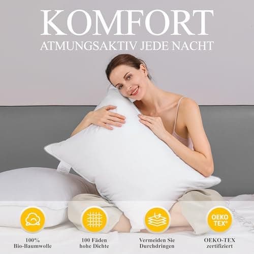 Orange Wave Kopfkissen 50x50cm - RDS und ÖKO-TEX ergonomisches Schlafkissen, doppelte Kombination aus Weichheit und Stüt
