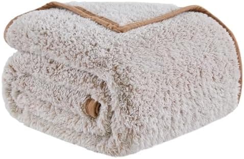 EMME Flauschige Sherpa Kuscheldecke Oeko-Tex 150x200 cm, perfekt für Winterspazieren und Relaxen - doppelseitig weich, l