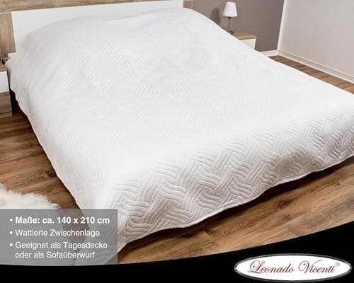 Leonardo Vicenti XXL Bettüberwurf Klassiche Tagesdecke für Familie und Invité zu Hause warm und bequem 150x200cm-control
