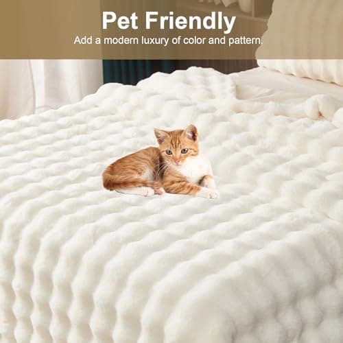 Kuscheldecke Milchsamt Blasen Decke Super Soft Warme Couchdecke 100 x 160cm White